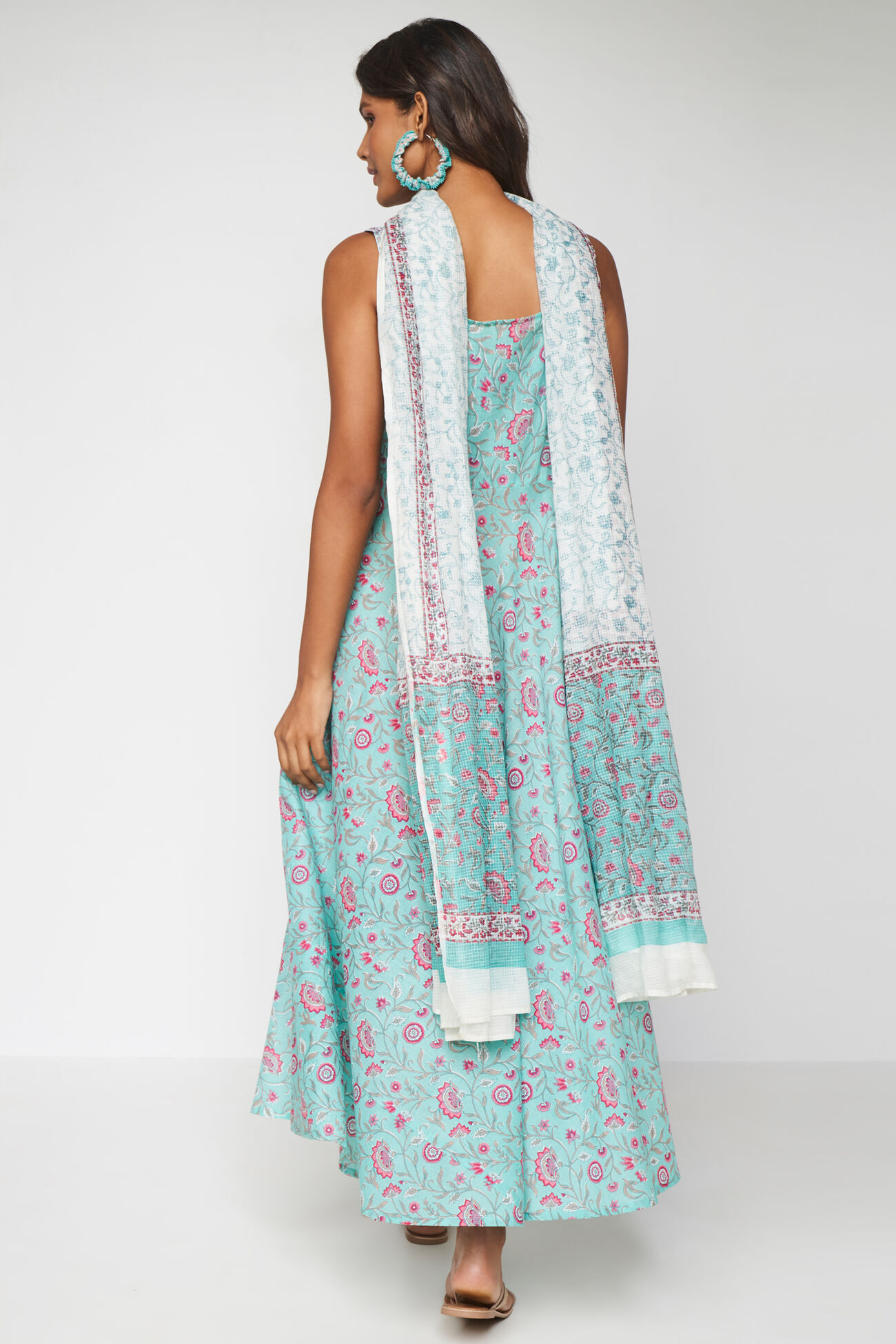Aqua Ethnic Motifs Suit Set, Aqua, image 6